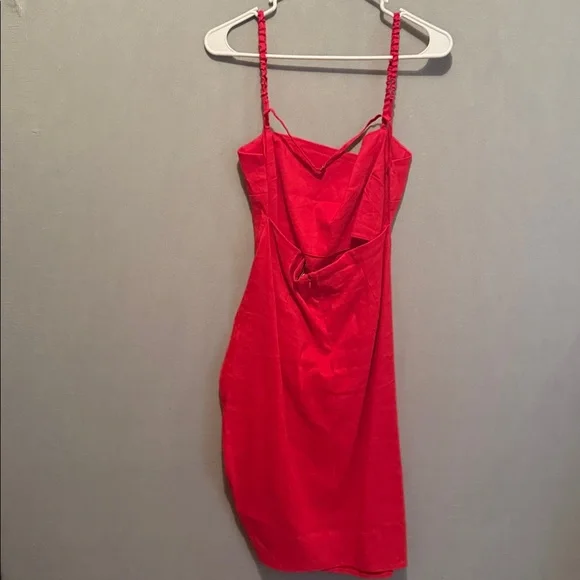 NWOT J. CREW Collection Women's 10 Holiday Red Side Ruched Linen Blend Dress - Picture 4 of 5